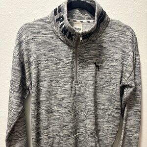 PINK Victoria's Secret Heathered Gray Zip-Up Sweater